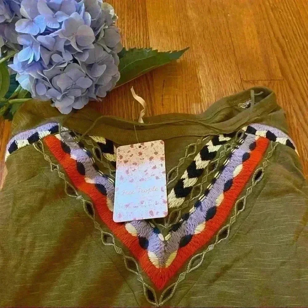NWT Free People Hand Me Down embroidered top women S